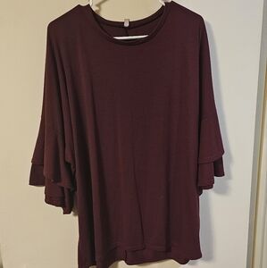 1x Maroon Blouse w/ Ruffle Bell Sleeves
